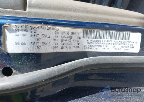 2000 Jeep Grand Cherokee Limited z USA, uszkodzony, nr VIN 1J4GW58N5YC233418